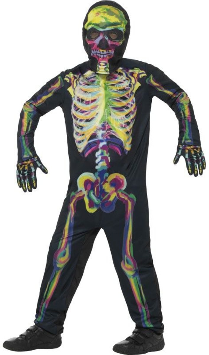 Spook & Skelet Kostuum | Rontgen Glow In The Dark Skelet | Jongen | Medium | Halloween | Verkleedkleding